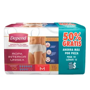 Calzon Depend Ropa Unisex Med+5Pz C/U Depend 10 PZS
