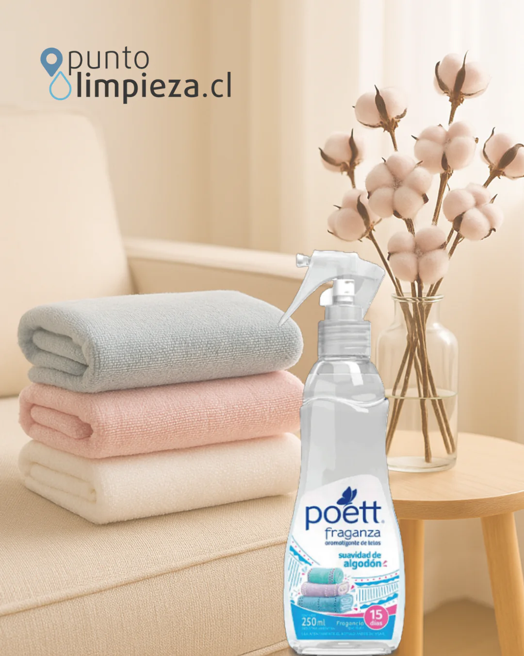 Poett Aromatizante de Telas Fraganza Suavidad de Algodón 250 cc - Imagen 2