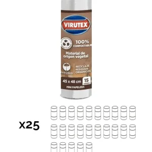 Virutex Bolsa de Basura Papelero 45 x 48 cm 100% Compostable 25 x 15 unid