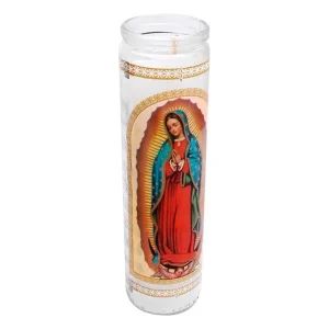 VELADORA LUZ ETERNA FAMA VIRGEN BANDERA 1 PZS