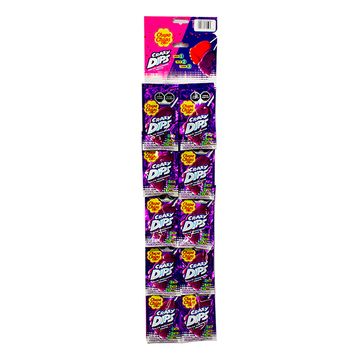PALETA CHUPA CHUPS CRAZY DIPS UVA 10 PZS