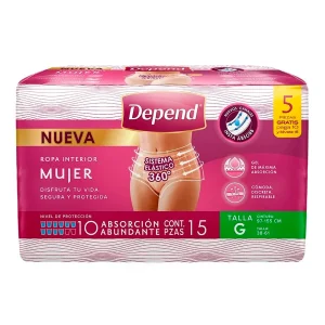 Calzon Depend Ropa Muj Gde+5Pz C/U Depend 10 PZS