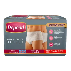 Calzon Depend Ropa Unisex Ch/Med Depend 15 PZS