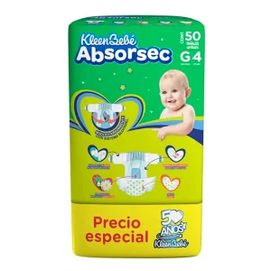 Pañal Kbb Absorsec Gde Grande Unisex . 50 PZS