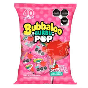 Paletas Bubbaloo Burbu Pop Fresa Cereza 40 PZS