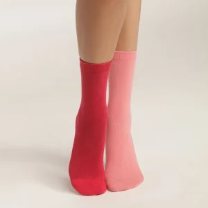 Pack de 2 pares de calcetines de algodón rosa para mujer Dim