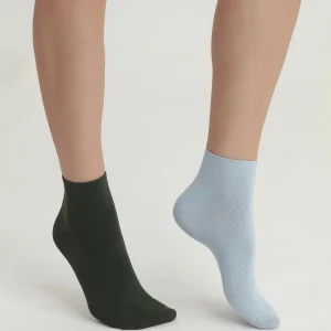 Pack de 2 pares de calcetines de mujer Verde Azul Piel