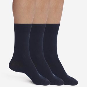Pack de 3 pares de calcetines de hombre de algodón azul marino Dim Coton