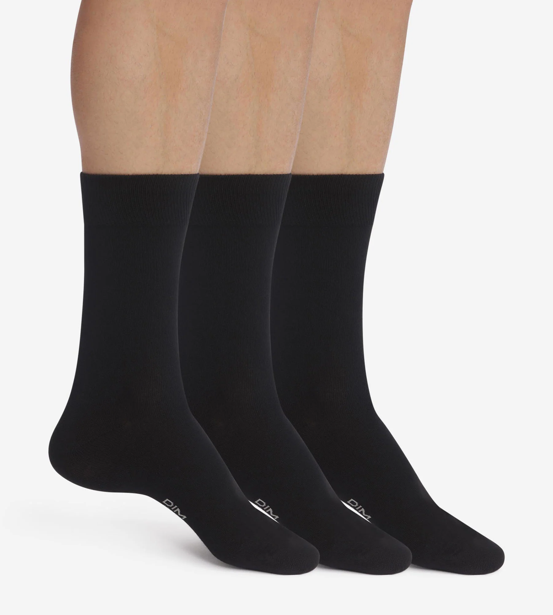 Pack de 3 pares de calcetines de hombre de algodón negro Dim Coton