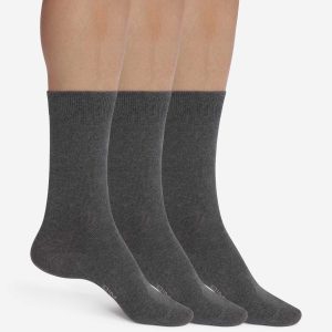 Pack de 3 pares de calcetines de hombre de algodón gris Dim Coton