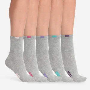 Pack de 5 pares de calcetines de mujer de mezcla de algodón Gris Claro ECODIM