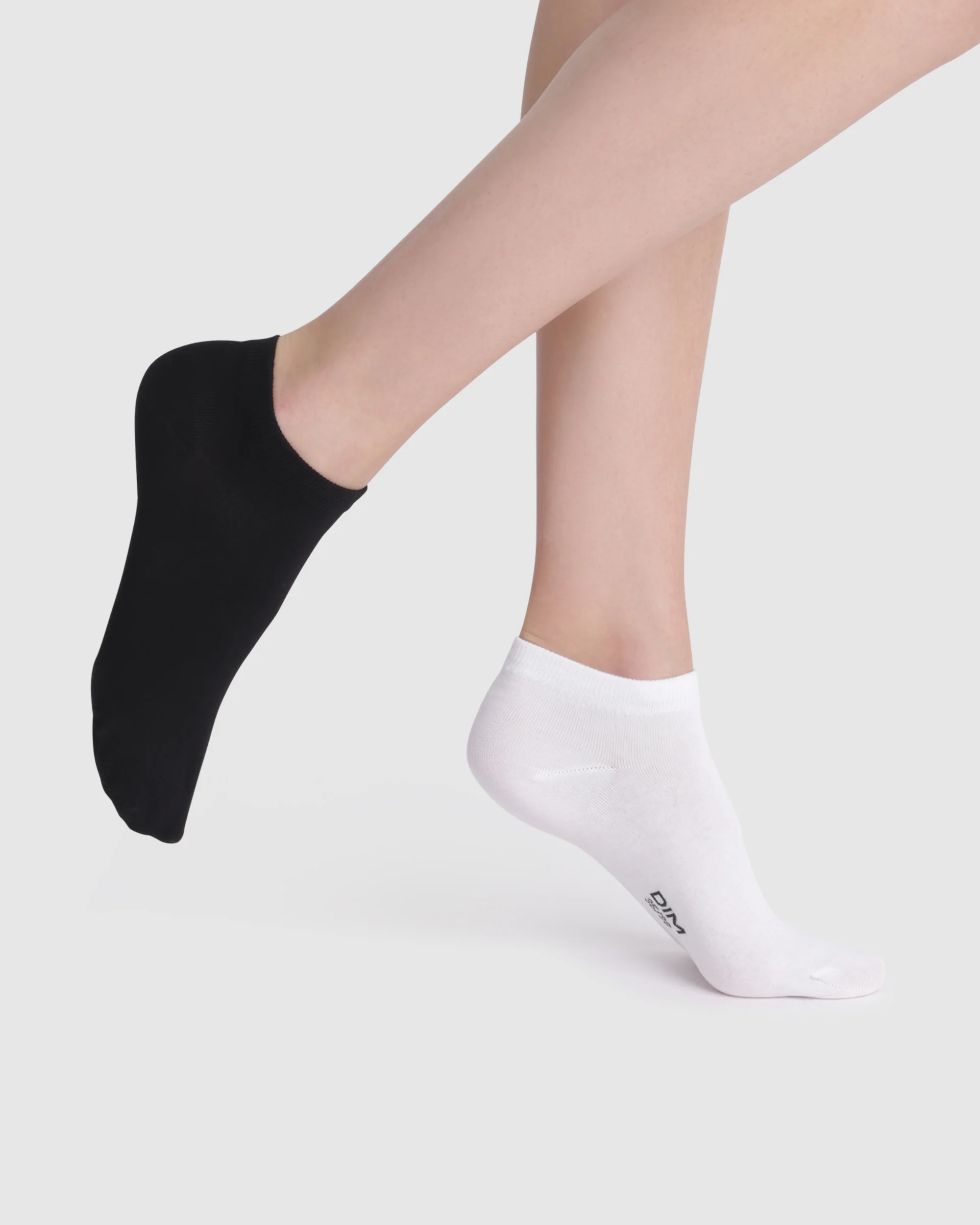 Pack de 2 pares de calcetines bajos blancos y negros de algodón Mujer