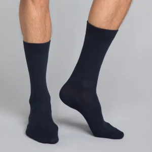 3 pares de calcetines de media pantorrilla clásicos de algodón azules para hombre Basic Coton