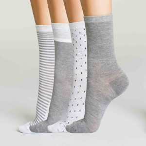 Pack de 4 pares de calcetines grises para mujer Ecodim