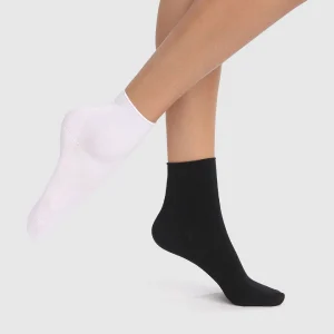 Pack de 2 pares de calcetines modal mujer negros y blancos Dim Modal