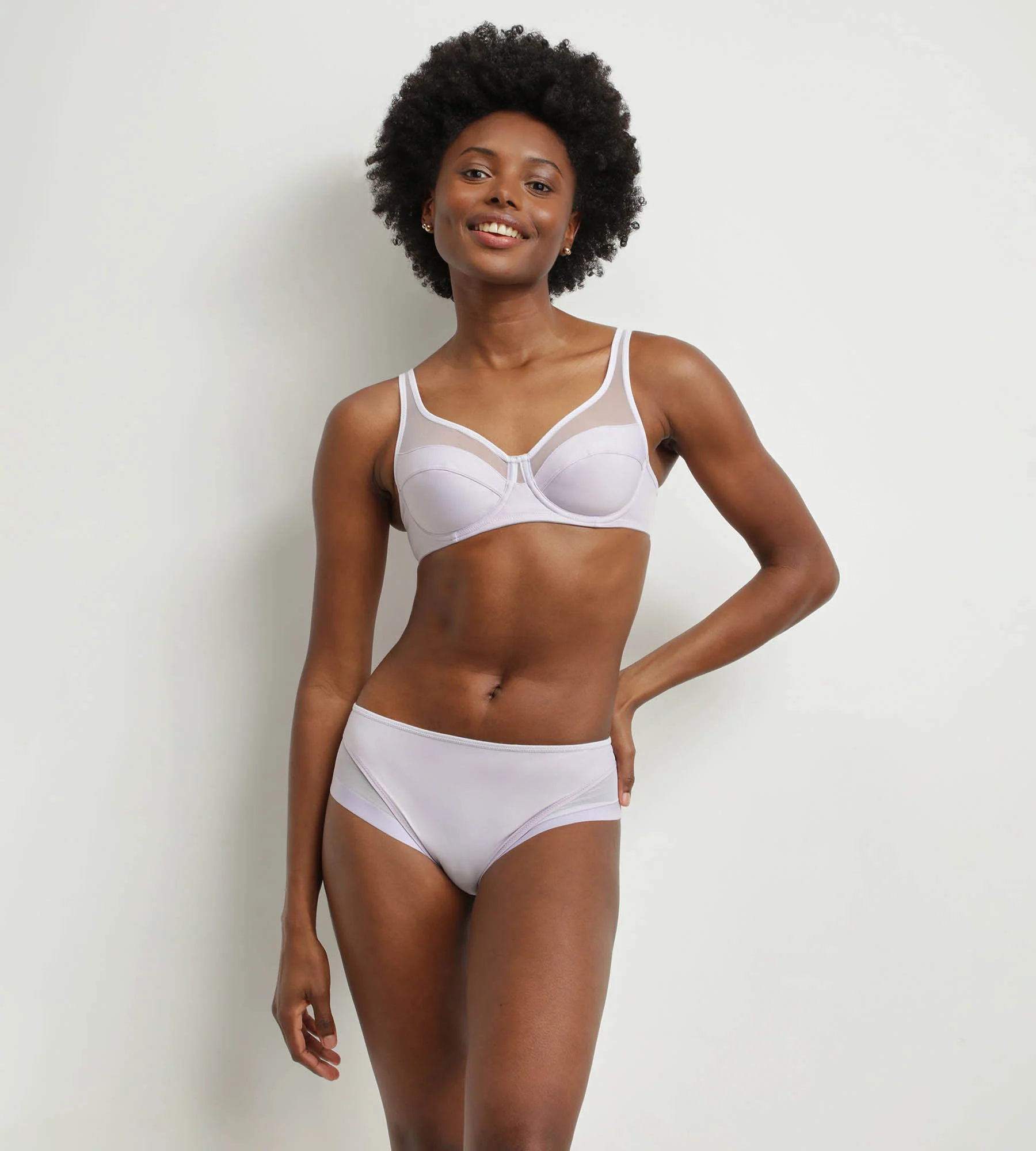 Braguita de mujer de microfibra y tul violeta grisáceo Dim Generous - Imagen 3