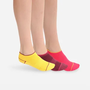 Pack de 3 pares de calcetines tobilleros cortos de mujer para impacto ligero Burdeos Dim Sport