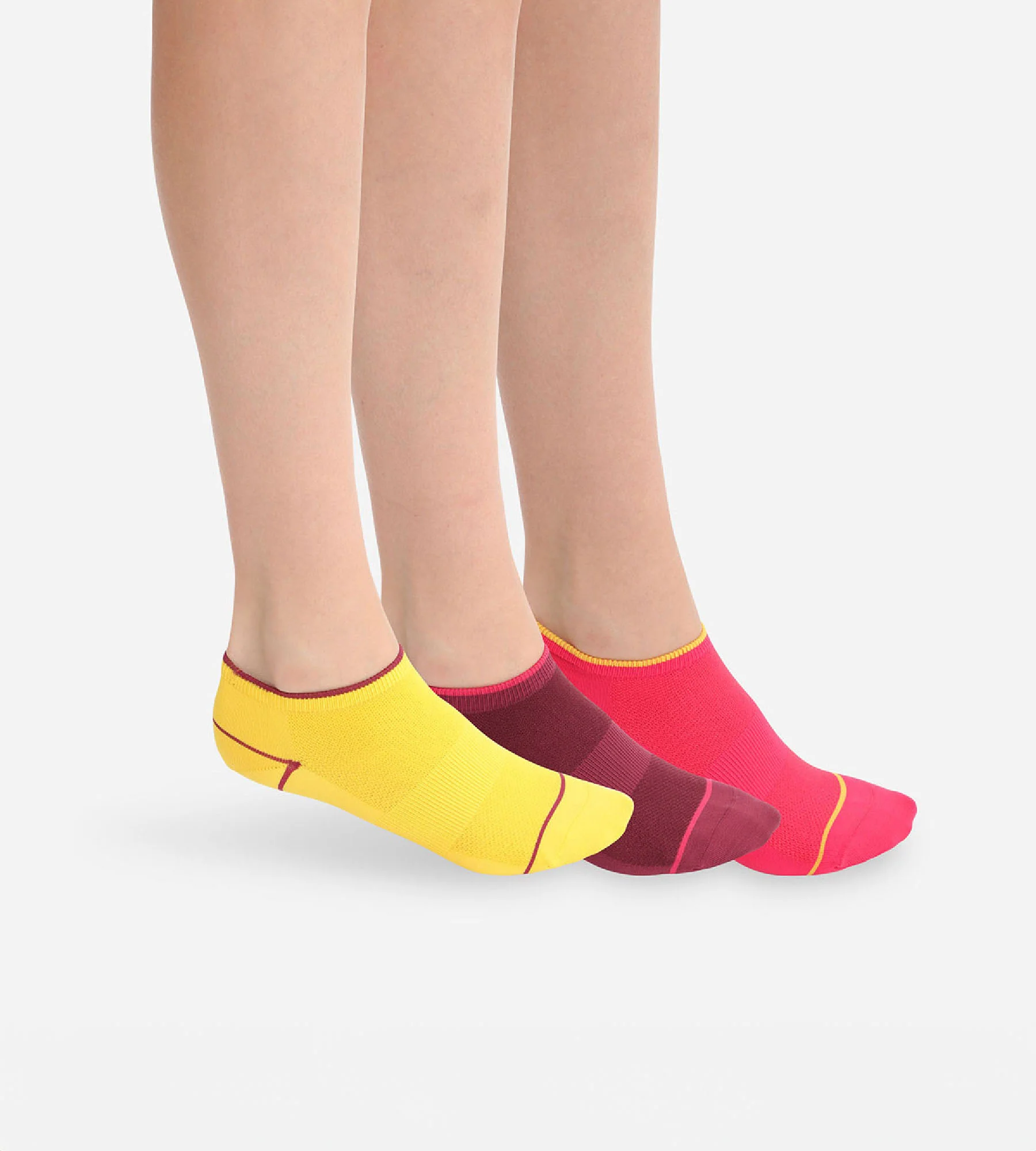 Pack de 3 pares de calcetines tobilleros cortos de mujer para impacto ligero Burdeos Dim Sport