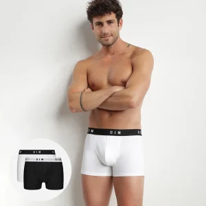 Pack de 2 bóxers de hombre en algodón stretch con cinturilla retro Negro Dim Originals