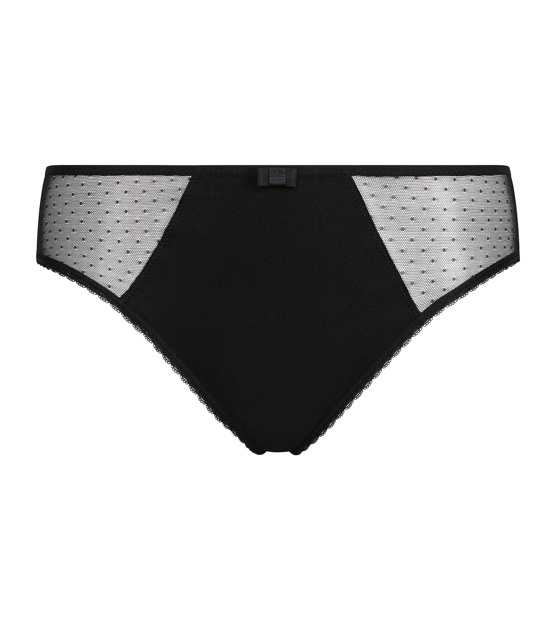 Slip de mujer de algodón orgánico y tul de plumetis Negro Generous Dim - Imagen 5