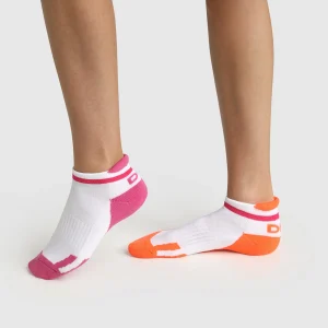 Pack de 2 pares de calcetines bajos para niña retro rosa coral Dim Sport