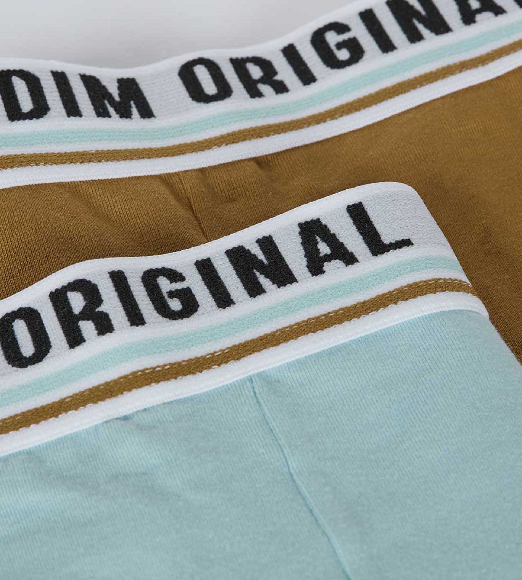 Pack de 2 bóxer en algodón elástico Azul Marrón cintura retro Dim Originals - Imagen 3