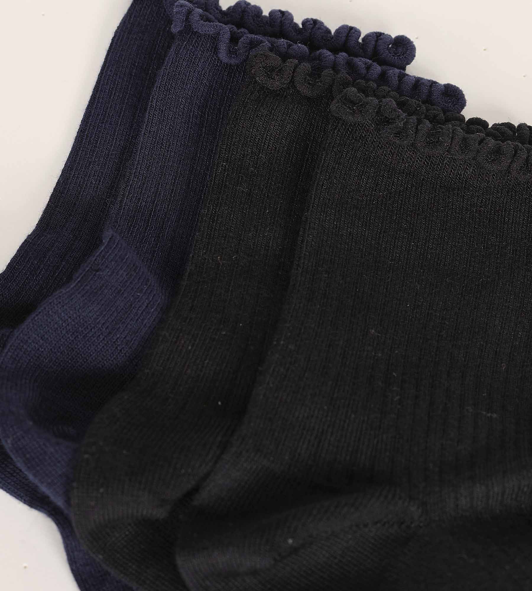 Juego de 2 pares de calcetines de mujer con volantes Negro Azul Marino Dim Modal - Imagen 3