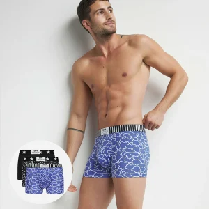 Pack de 3 boxers negros con adornos de nubes, azul y negro Dim Vibes