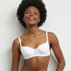 Sujetador preformado de encaje floral reciclado blanco Dim Sublim