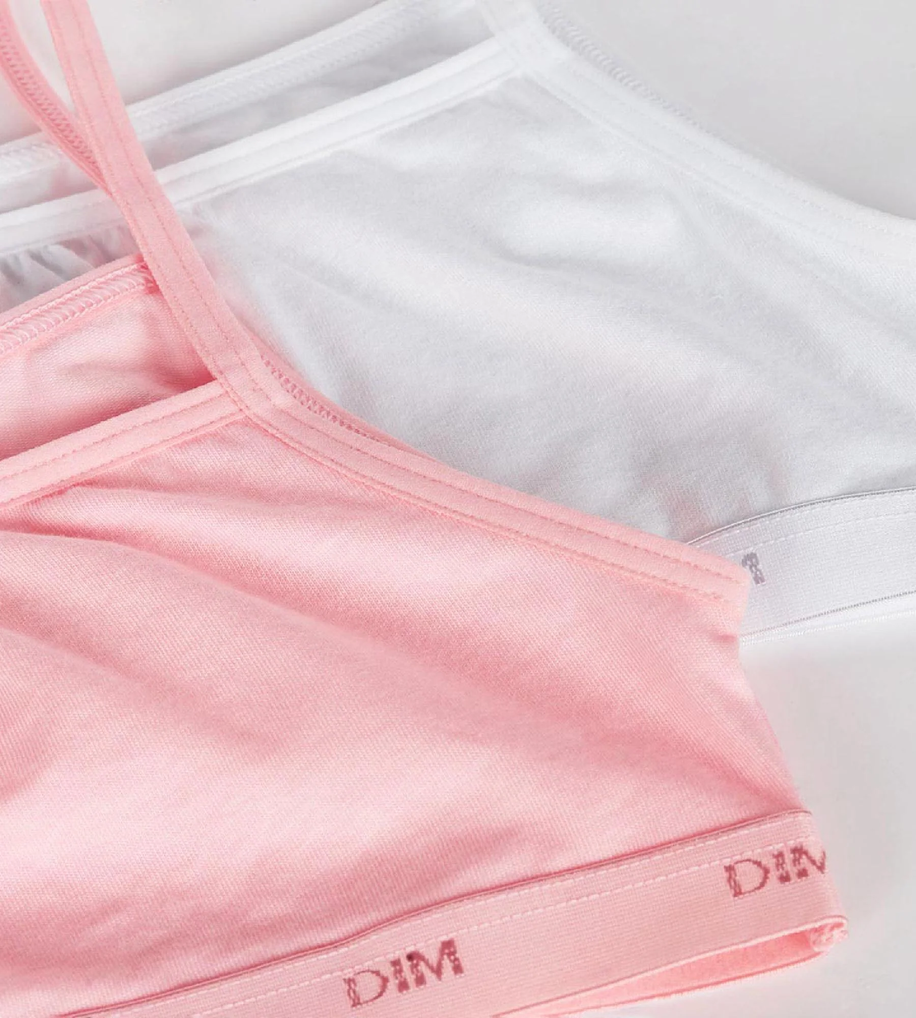 Pack de 2 sujetadores de niña en algodón elástico Rosa Blanco Les Pockets Ecodim - Imagen 3