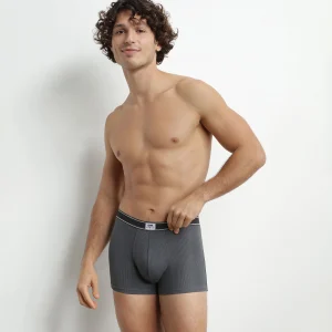 Calzoncillos de algodón modal acanalado para hombre Gris granito con cintura negra Dim Elegant