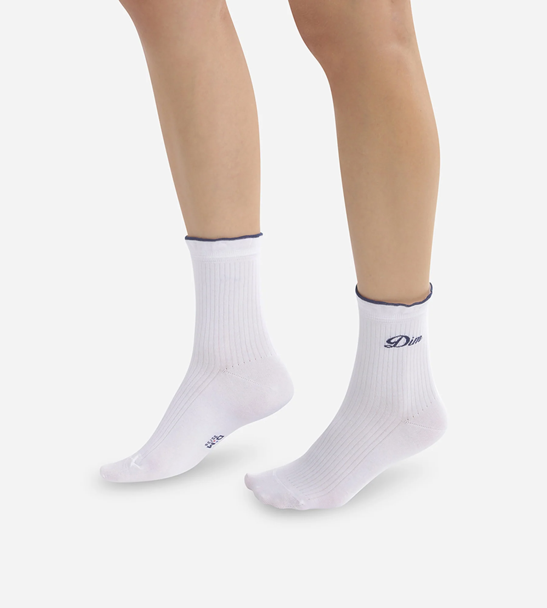 Calcetines bajos de algodón blanco para mujer con el logo Dim bordado Madame Dim
