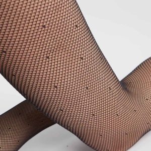 Pantis de mujer en gasa con lunares y aberturas sexy Negro Dim Style
