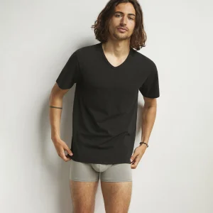 Pack de 2 camisetas de hombre termorreguladoras en algodón Negro cuello en V Dim Sport