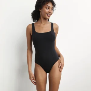 Body de mujer de algodón modal con tirantes y escote cuadrado Negro Dim Icon