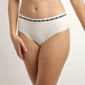 Culotte de mujer de algodón modal con cinturilla contrastada Beis Dim Icon Essentiel