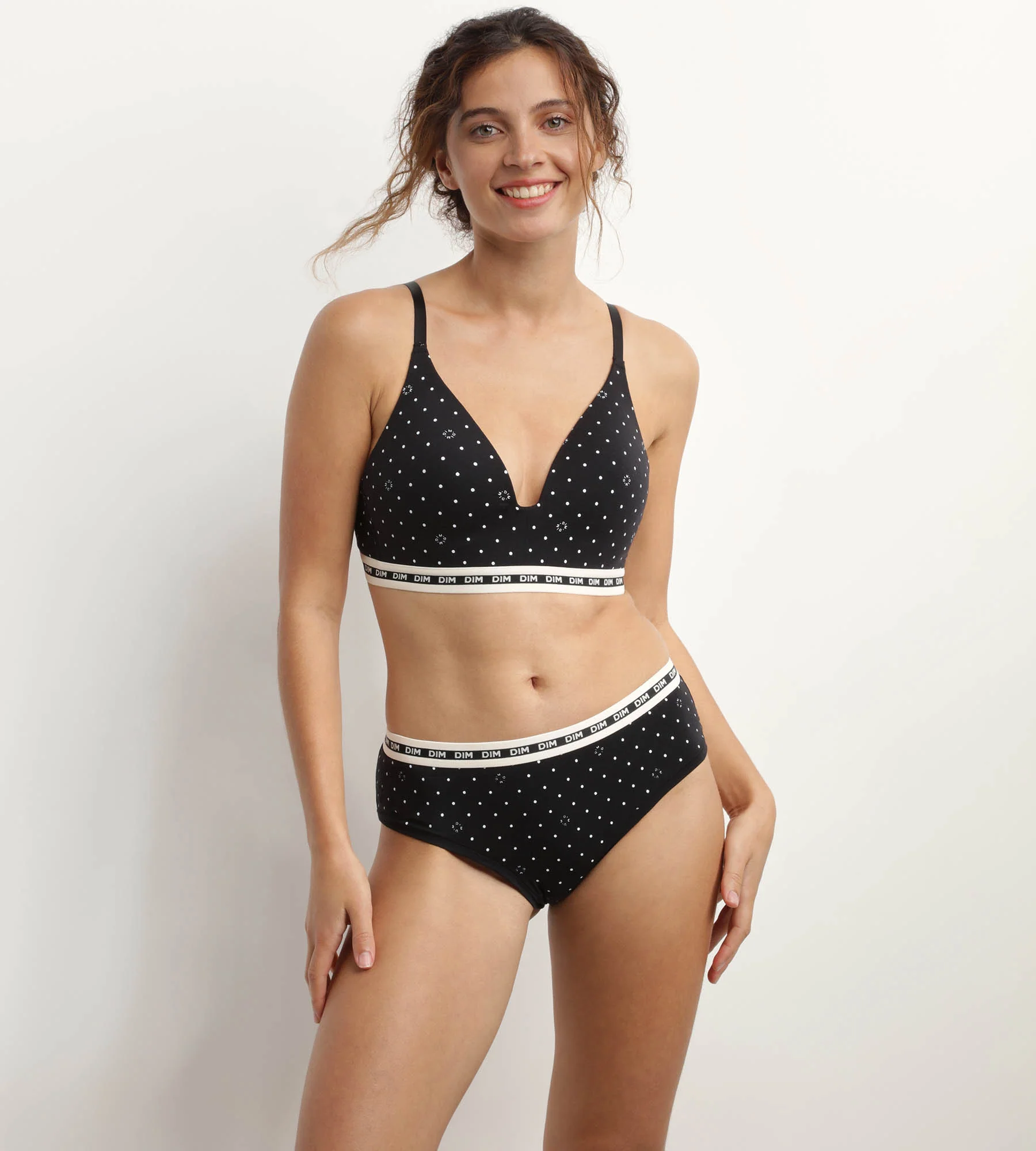 Sujetador triangular con relleno de algodón modal Negro con lunares Dim Icon - Imagen 3