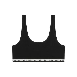 Bralette de niña de tejido canalé Negro Dim Icons
