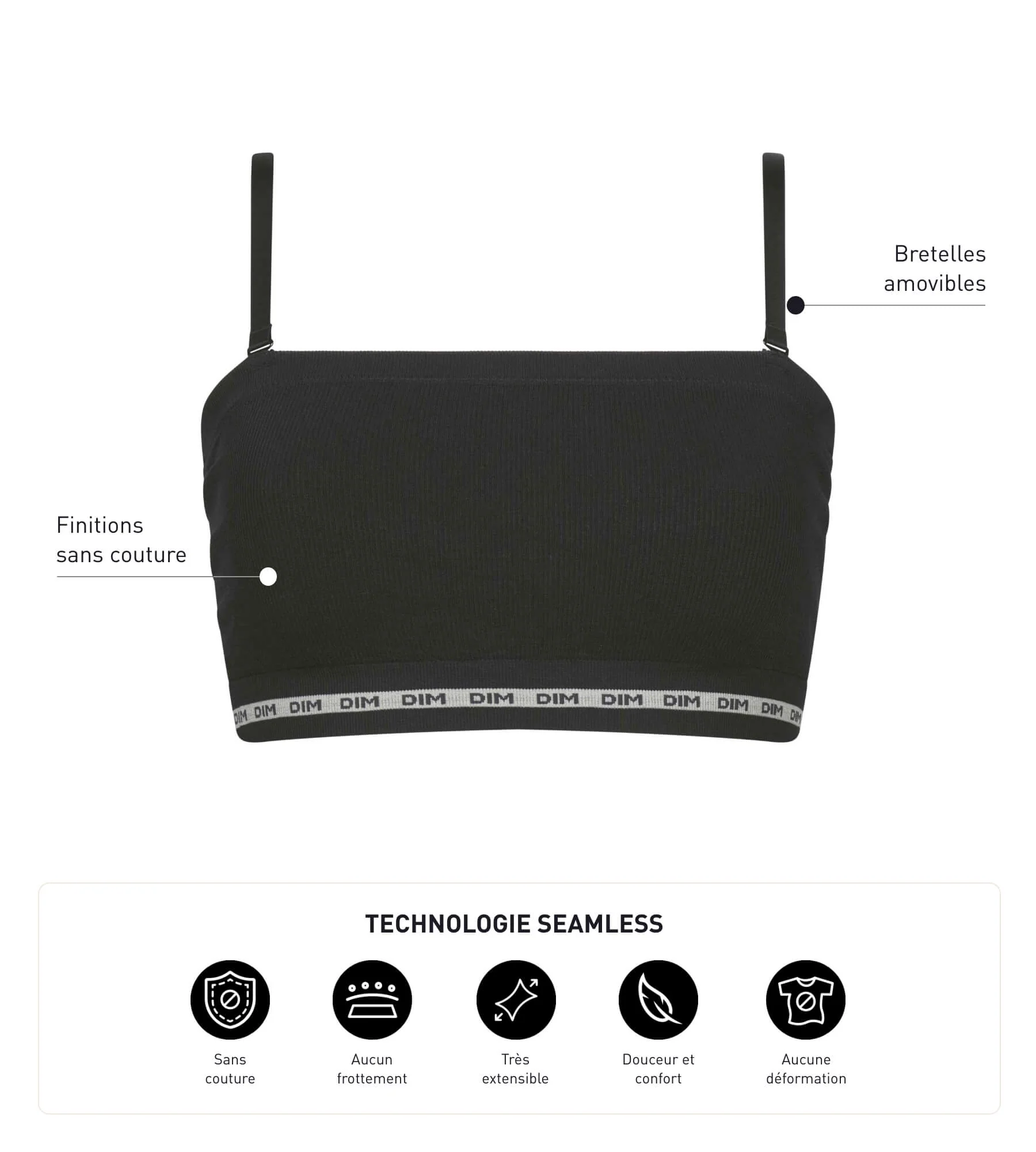 Sujetador tipo top de algodón modal polyamide Negro Dim Icons Seamless - Imagen 5