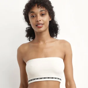 Sujetador tipo top de algodón modal polyamide sin aros Beis Dim Icon Seamless