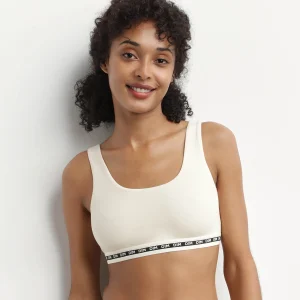 Bralette sin aros de algodón modal Beis Marfil Dim Icons Seamless