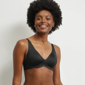 Sujetador triangular halter con aros de microfibra negro Dim Body Touch