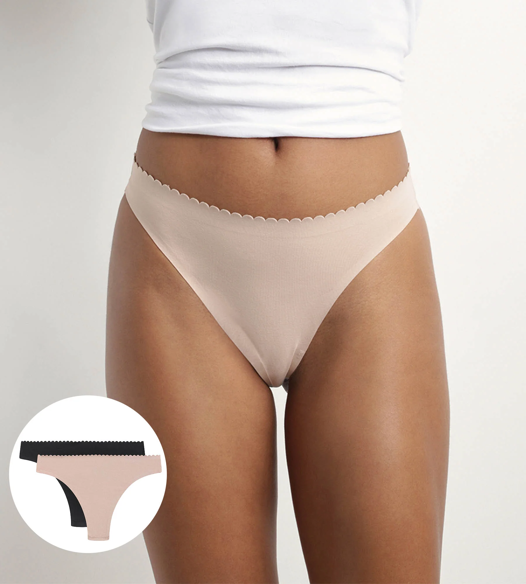 Pack de 2 bragas brasileñas de mujer en microfibra Nude y Negro Body Touch Easy