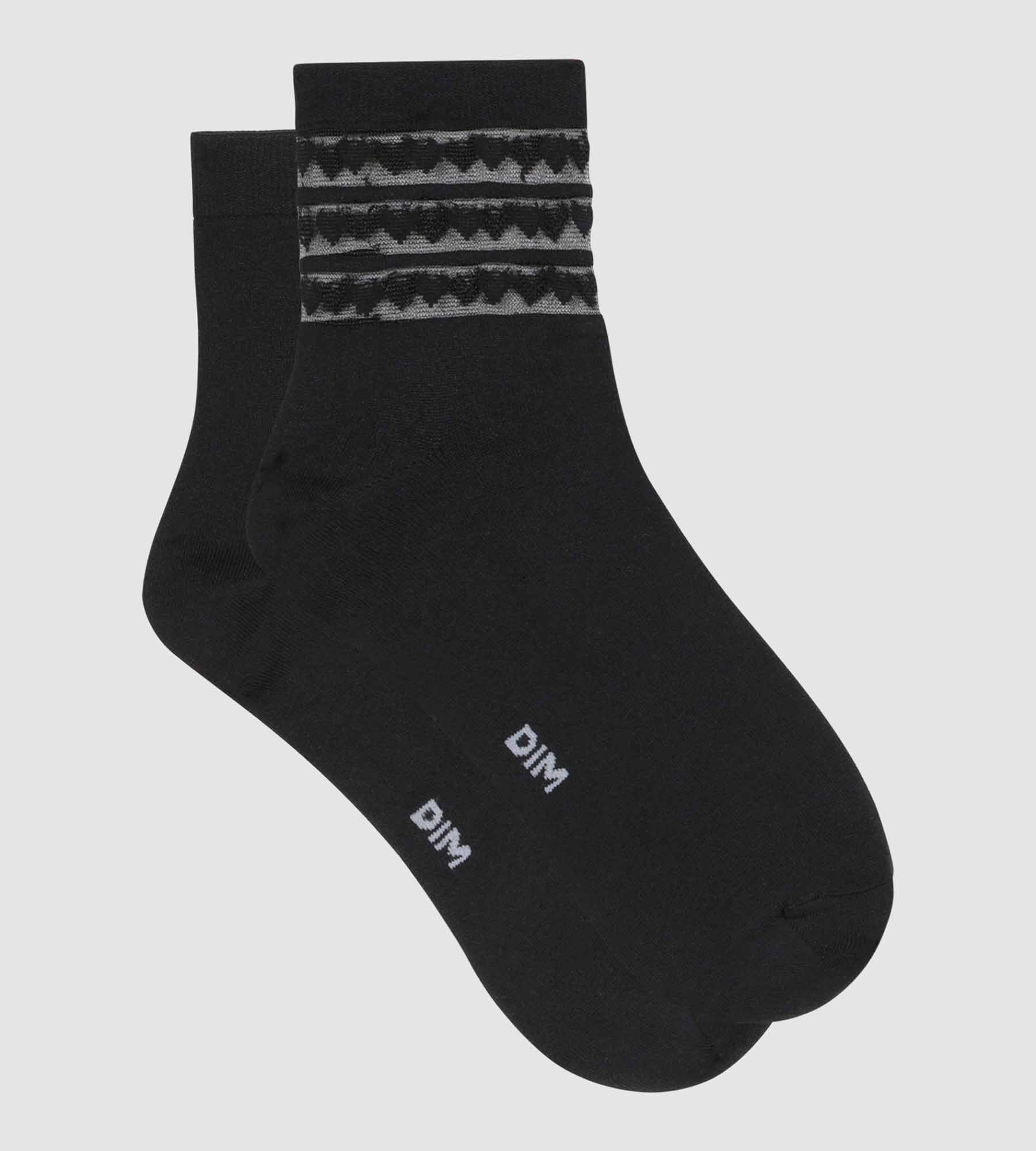 Pack de 2 pares de calcetines de mujer de microfibra negros con corazones Dim Skin - Imagen 2
