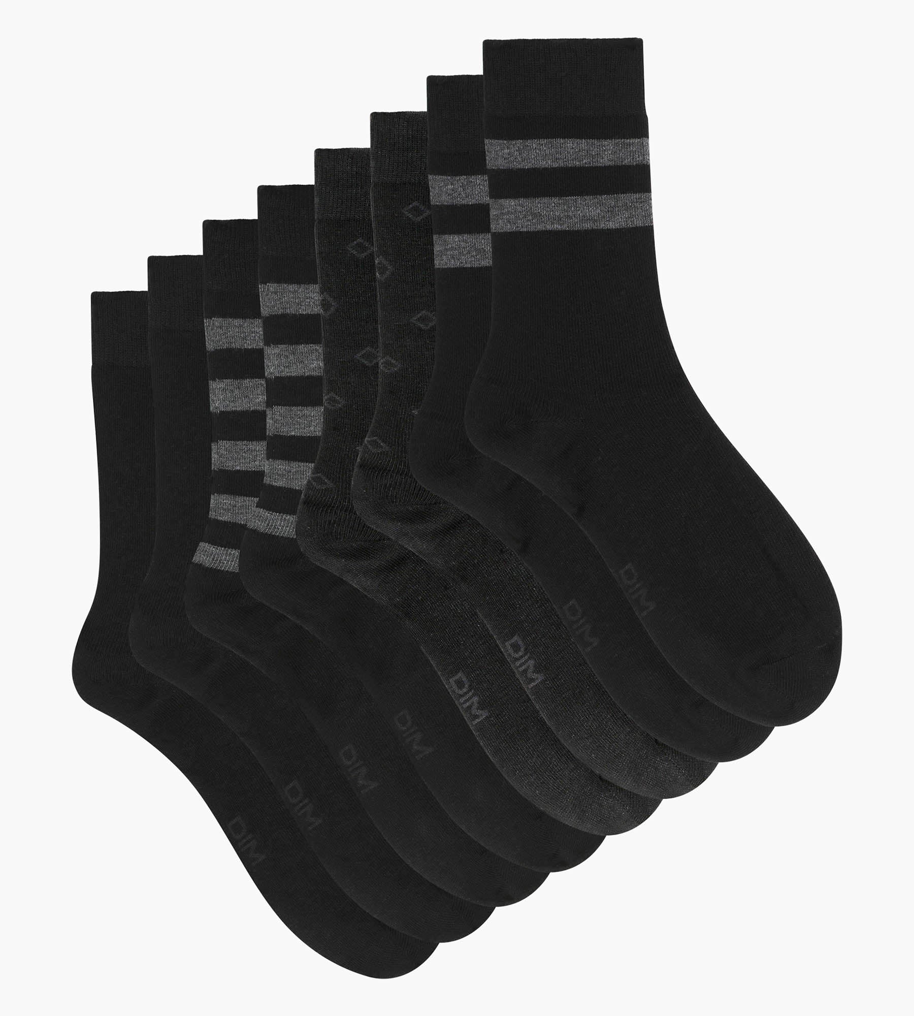 Pack de 4 pares de calcetines de hombre de algodón negro con estampados geométricos de EcoDim Style - Imagen 2