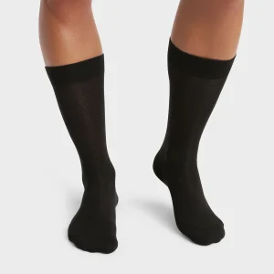 Pack de 2 pares de calcetines altos para hombre de algodón orgánico Negro Dim Good