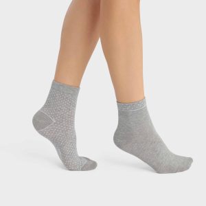 Pack de 2 pares de calcetines de mujer de algodón orgánico con lunares Gris Dim Good