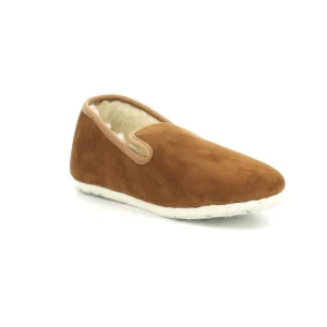 Pantuflas camel y blanco roto para hombre