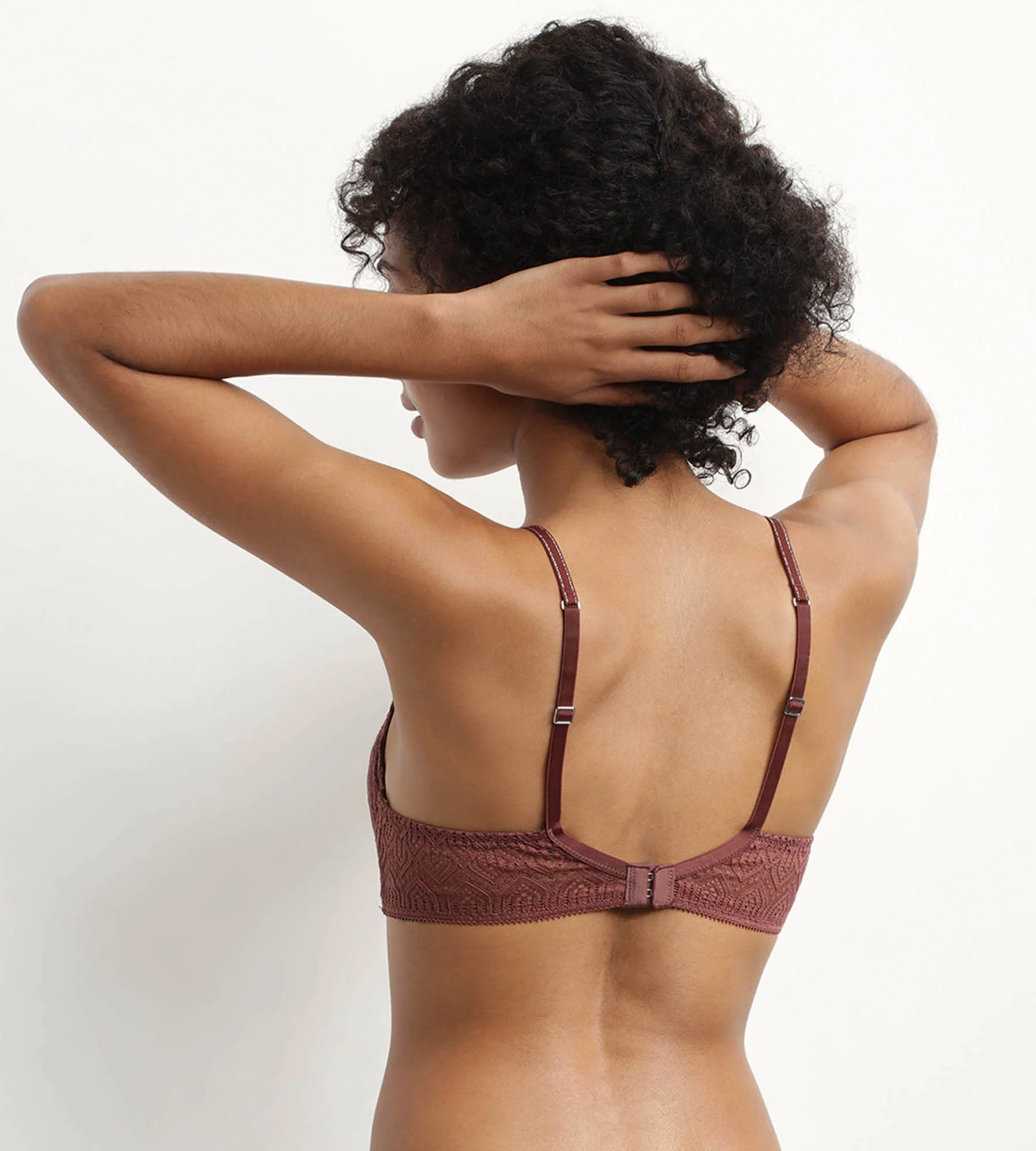 Sujetador con aros de gran capacidad con encaje de estampado gráfico Cacao Mod by Dim - Imagen 2