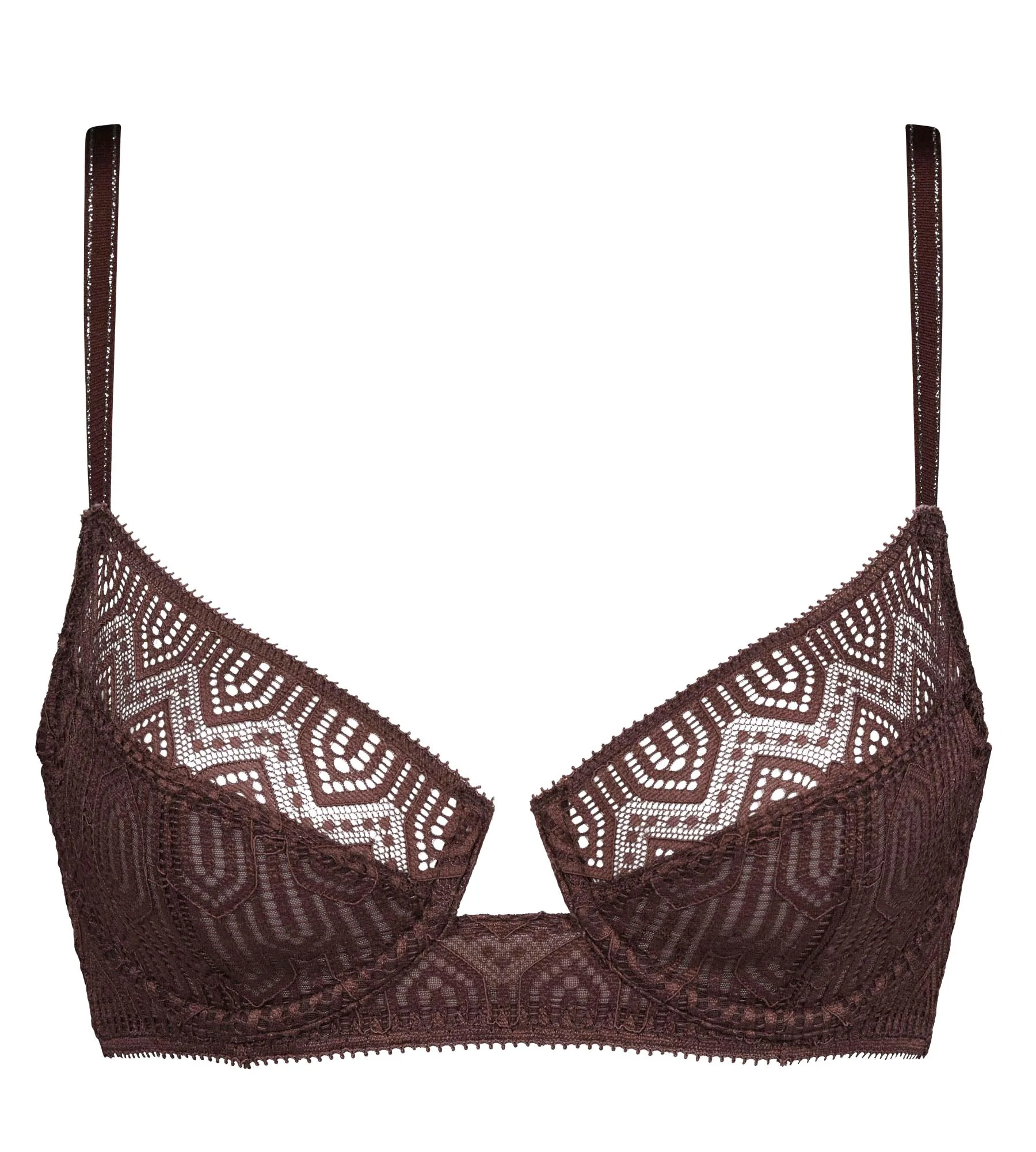 Sujetador con aros de gran capacidad con encaje de estampado gráfico Cacao Mod by Dim - Imagen 5